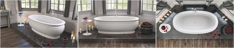 Классическая овальная ванна из литого камня Olympian